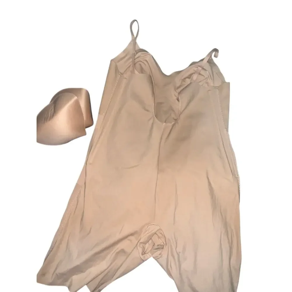 Honeylove Sculptwear Low Back Mid-Thigh Bodysuit compression shaper 3X NWT Sand